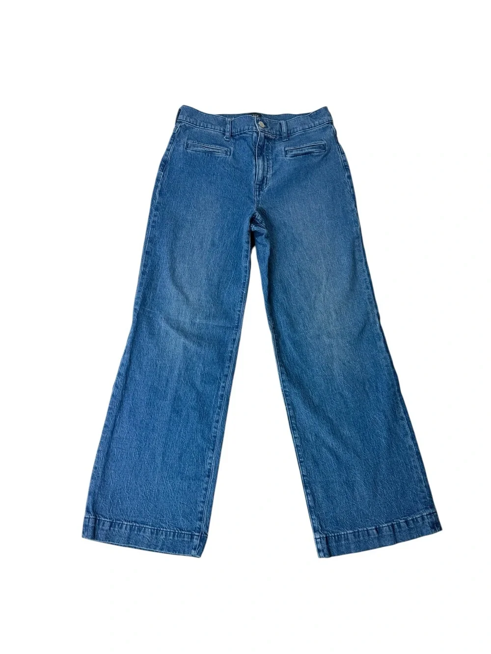 J. Crew Medium Blue High-Rise Wide Leg Jeans Size 27 Stretch Denim